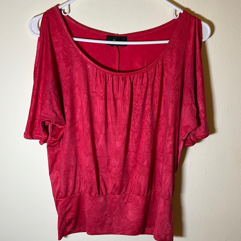 Flowy Bright Pink Blouse with Slit Sleeves